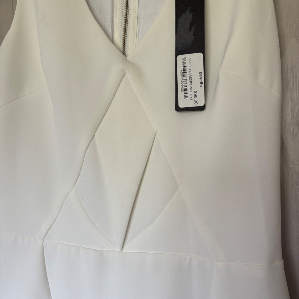 Aryn K Boutique White Bridal Geometric Fit and Flare Dress Size XS - Picture 4 of 14